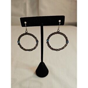 Israel 925 Sterling Silver Blue Opal Spiral Clasp Hook Earrings Stamped lilac